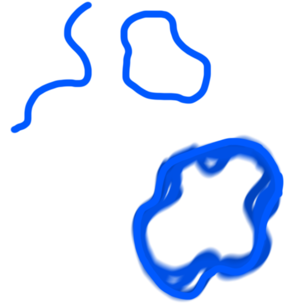 two blue squiggles, and blue squiggles vibrating together.
